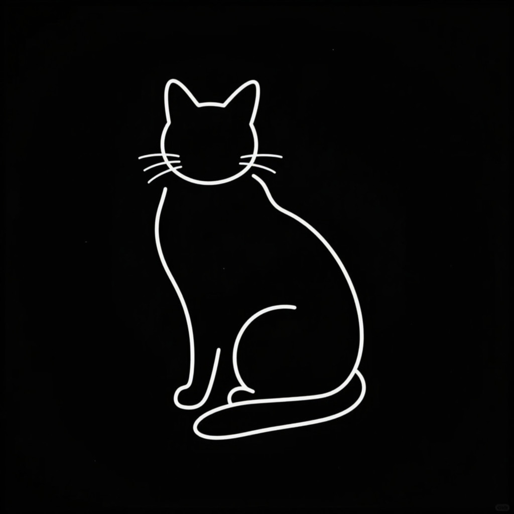 Minimalist single-line cat tattoo with smooth elegant curves