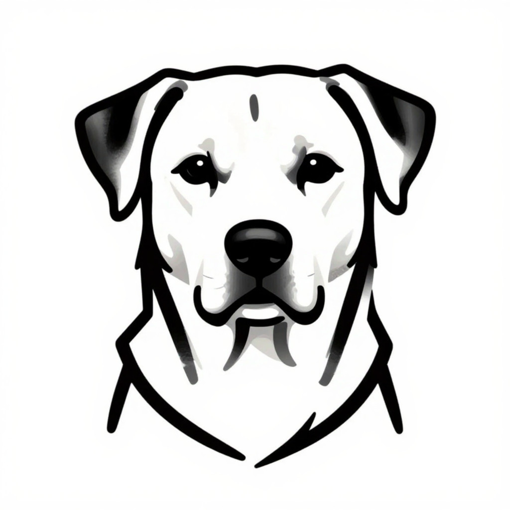 Blackwork dog portrait tattoo with clean outlines and subtle fur texture