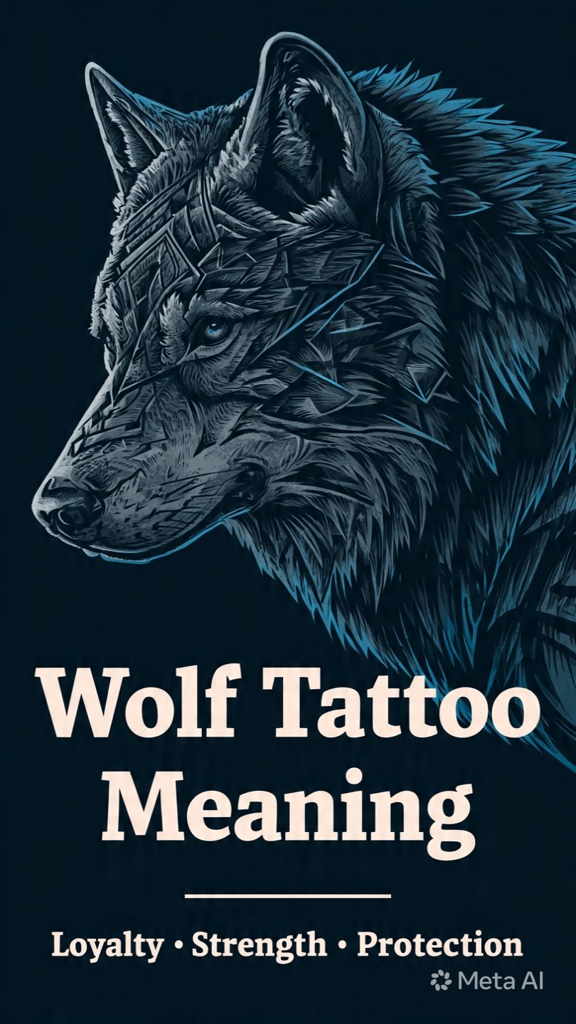 Wolf tattoo meaning Pinterest pin — loyalty, strength, protection, intuition