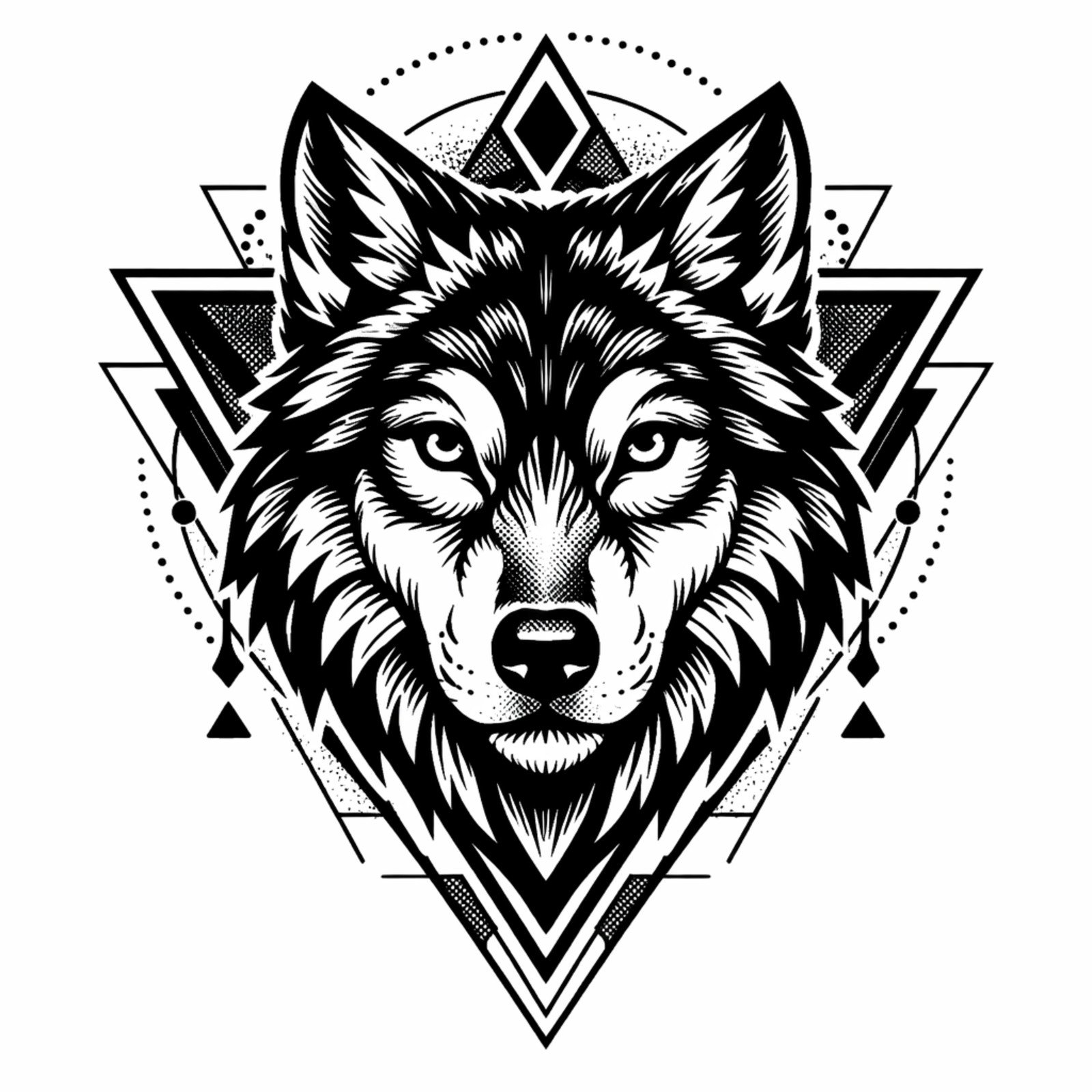 Blackwork Wolf Tattoo Illustration